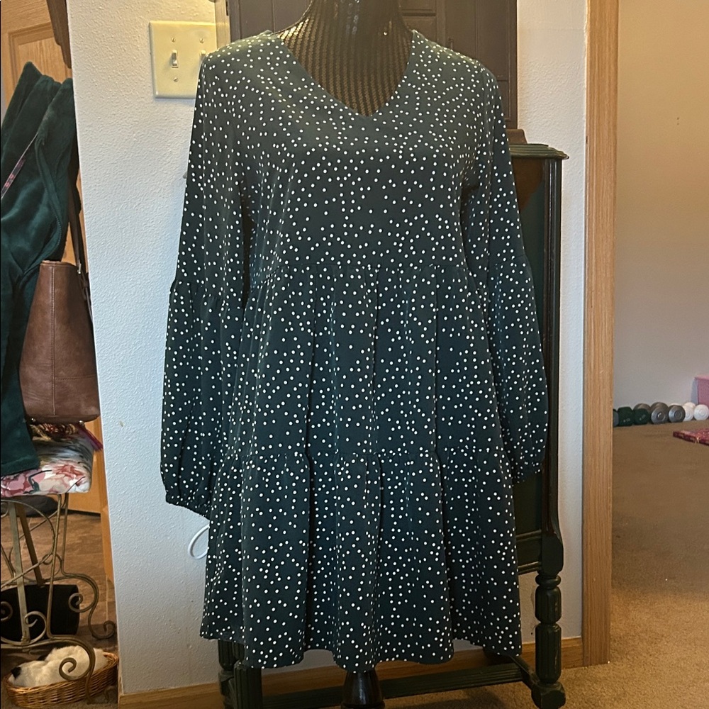 Chic Long Sleeve Polka Dot Dress